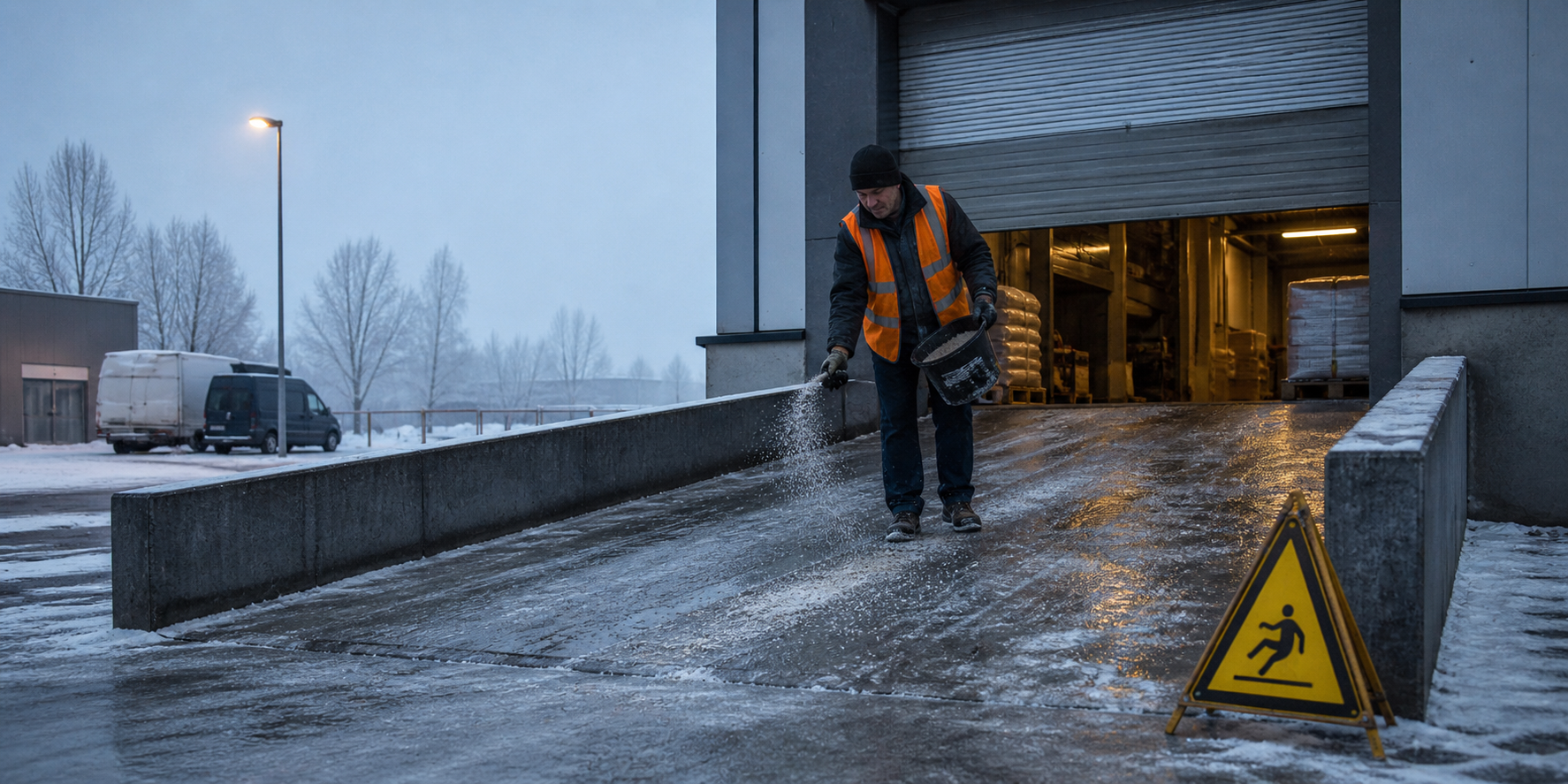 Eisbeseitigung auf Gewerbeflächen