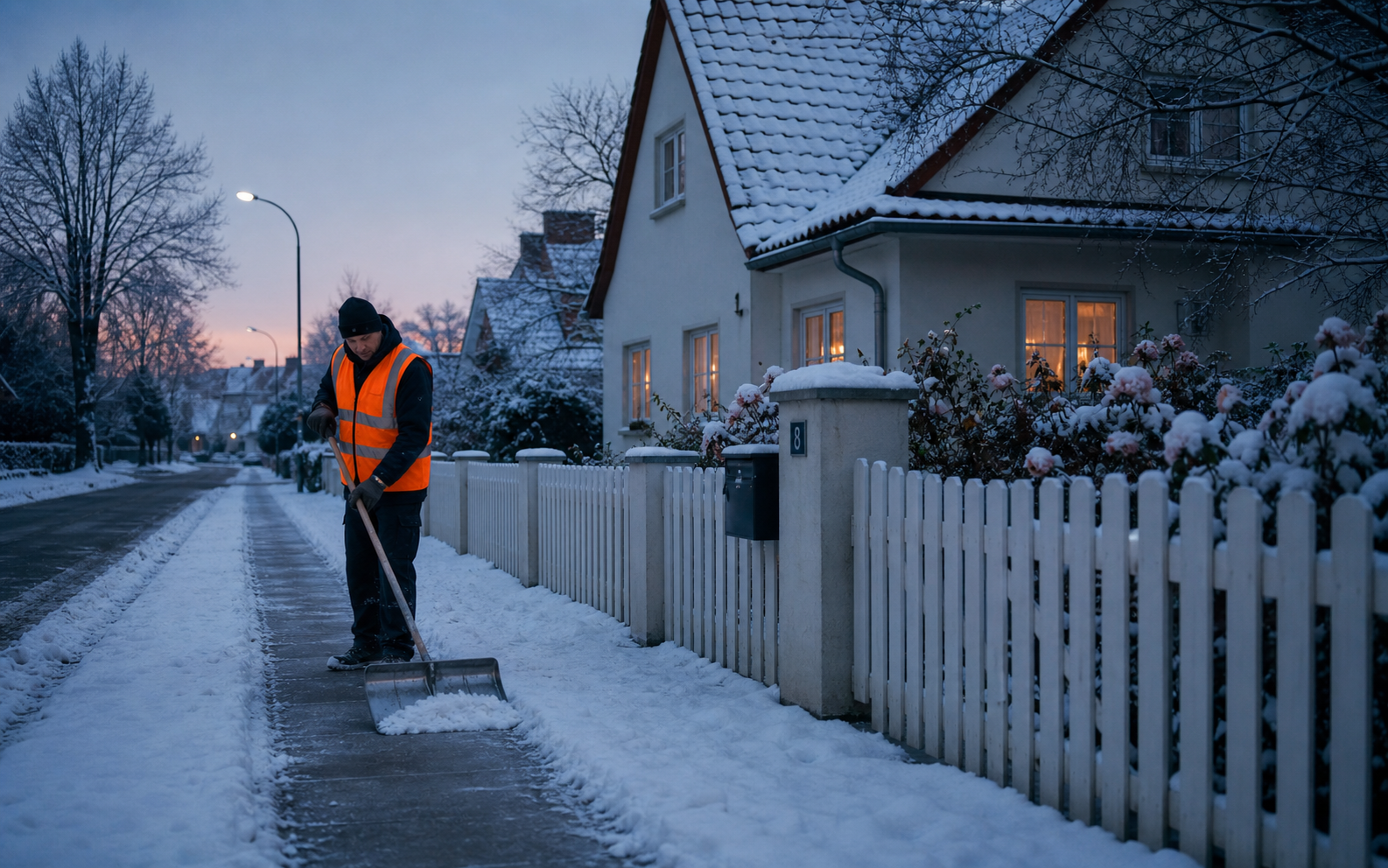 Winterdienst am Privathaus – Gehweg wird freigeräumt