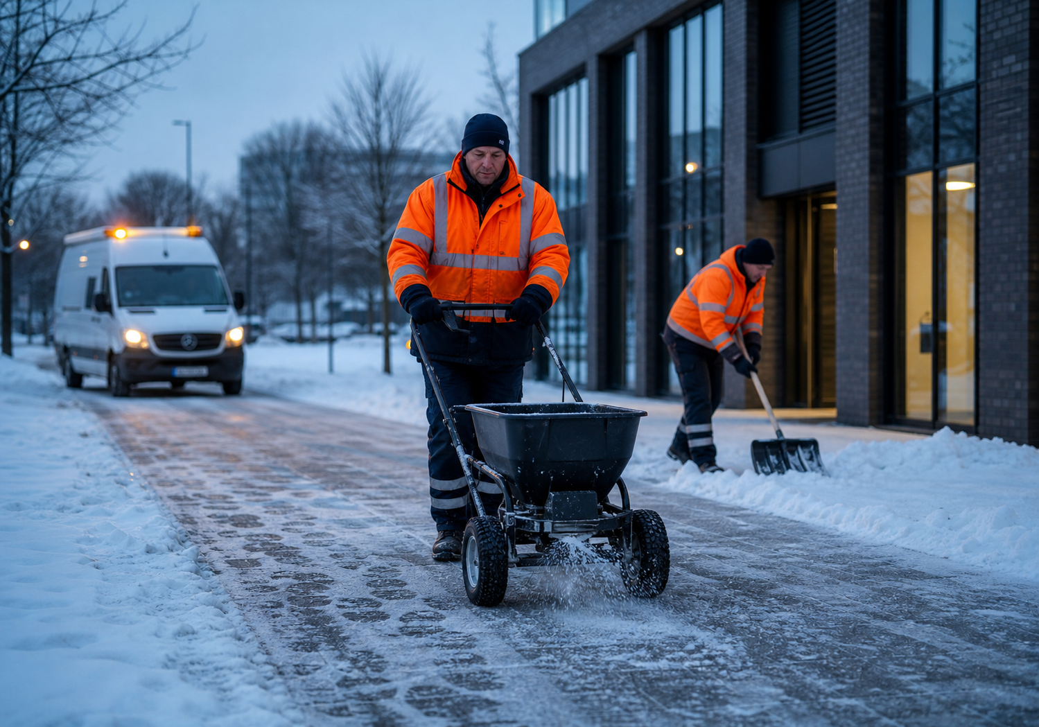 Blitz Winterdienst – Fahrzeug im Einsatz bei Schnee und Eis